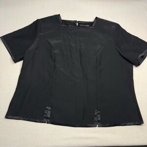 Laura Scott Black Satin Trim Blouse - Size 22W